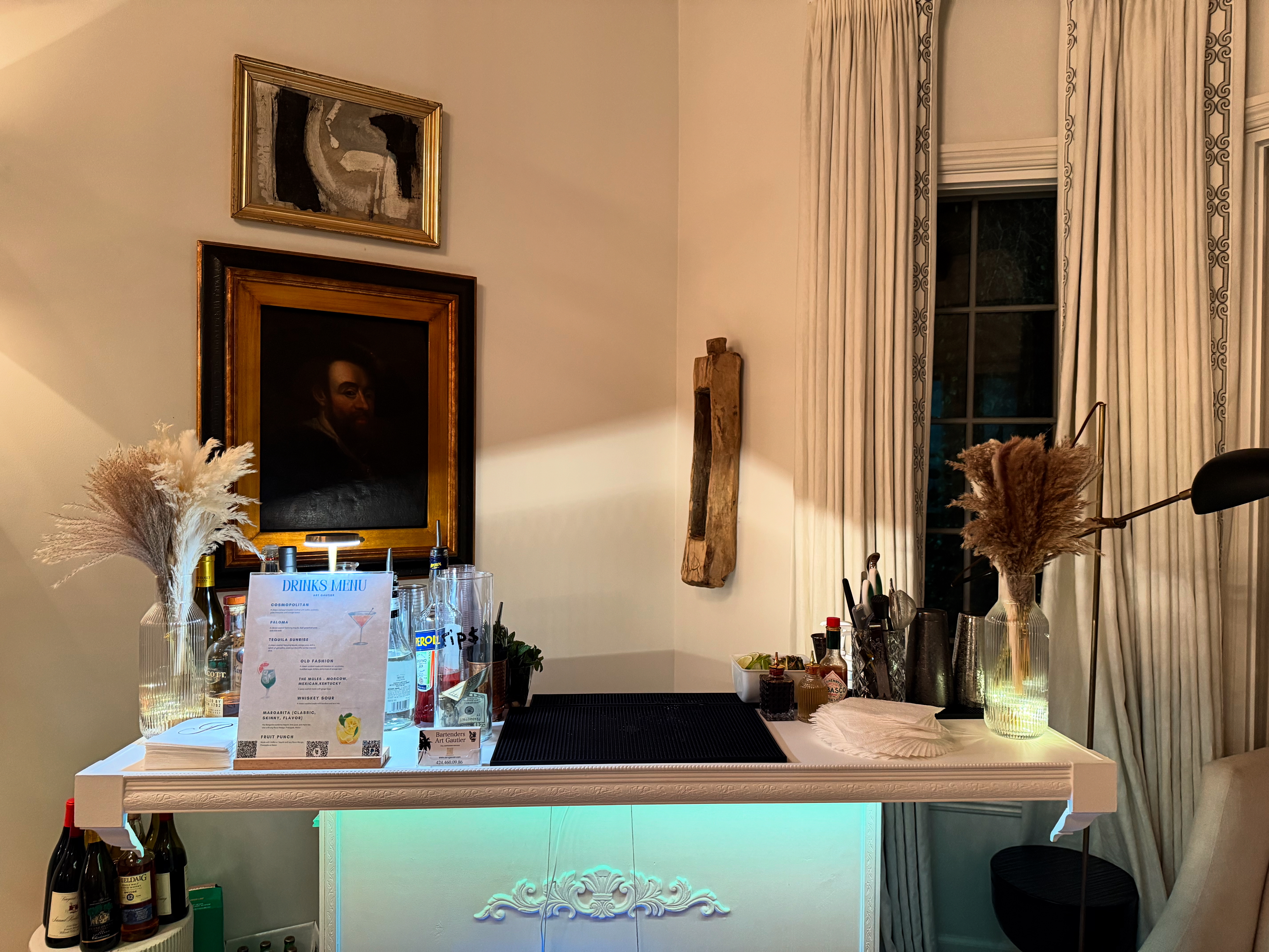 Art Gautier mobile bar setup at an elegant private event