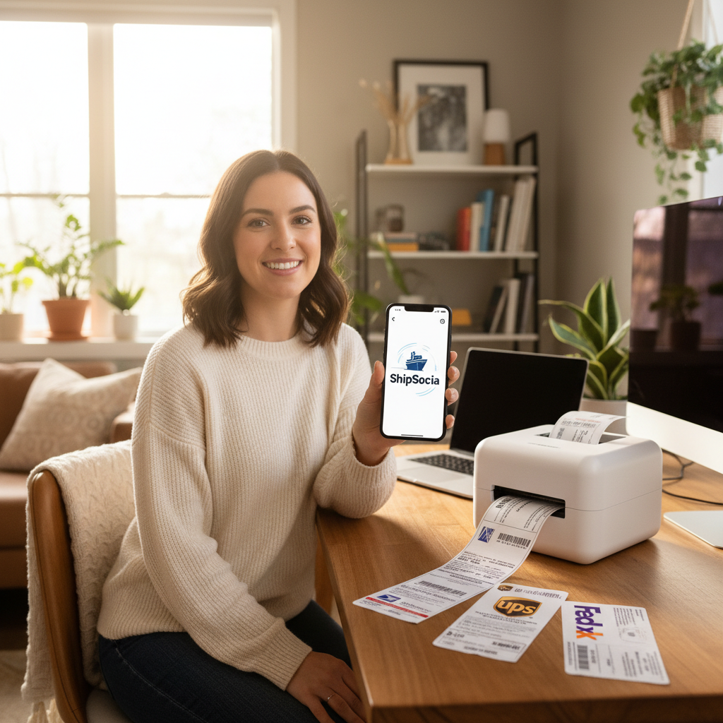 Person printing a label at home