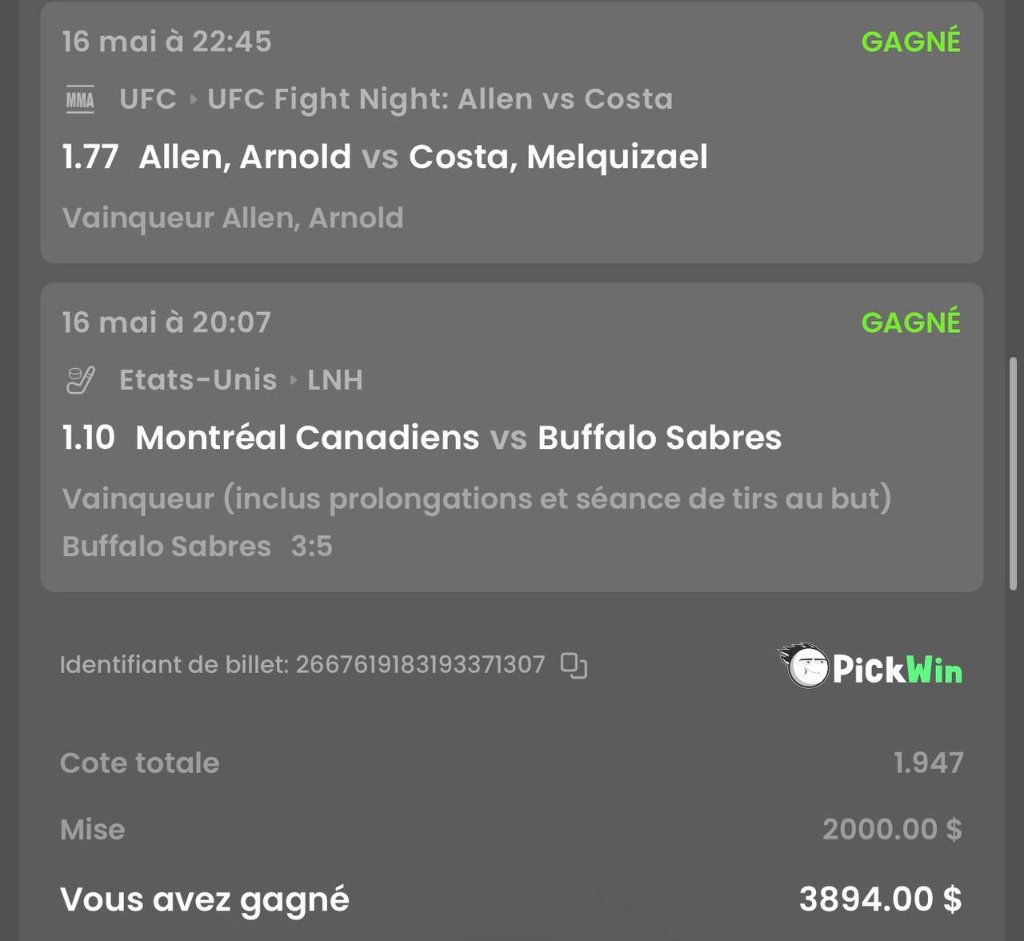 Ticket gagnant 14