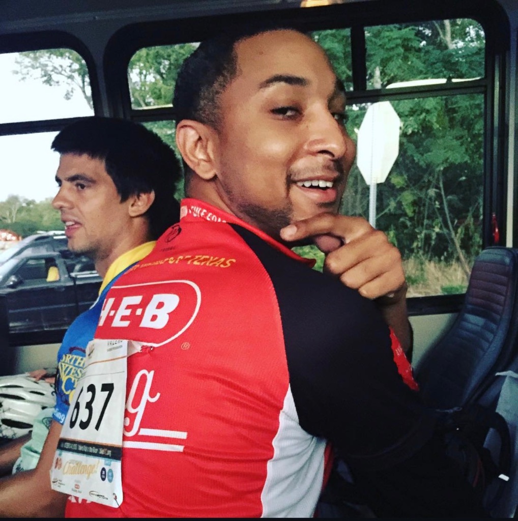 Darrance Tezino during a Texas MS cycling event