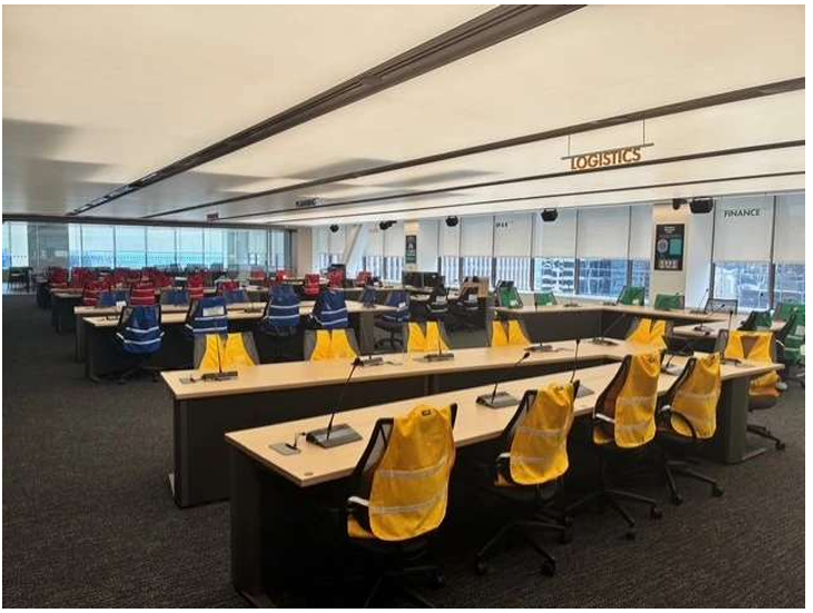 CenterPoint Energy control room build, the US's largest interactive video wall, Cyviz touch-panel controls, U-shaped operator workstations, and 24/7 emergency-operations readiness.