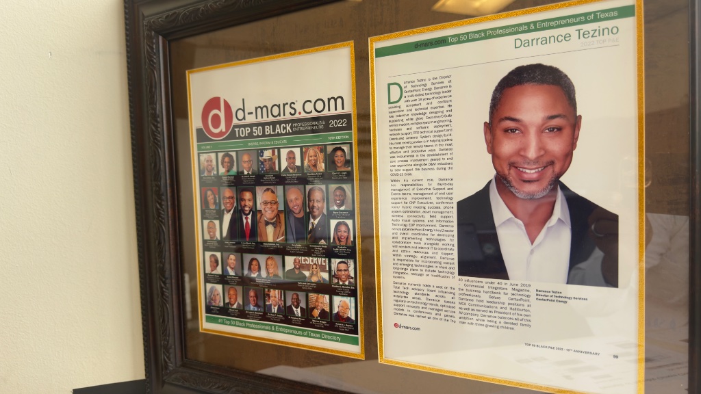 Top 50 Black Professionals & Entrepreneurs — Darrance Tezino, CenterPoint Energy