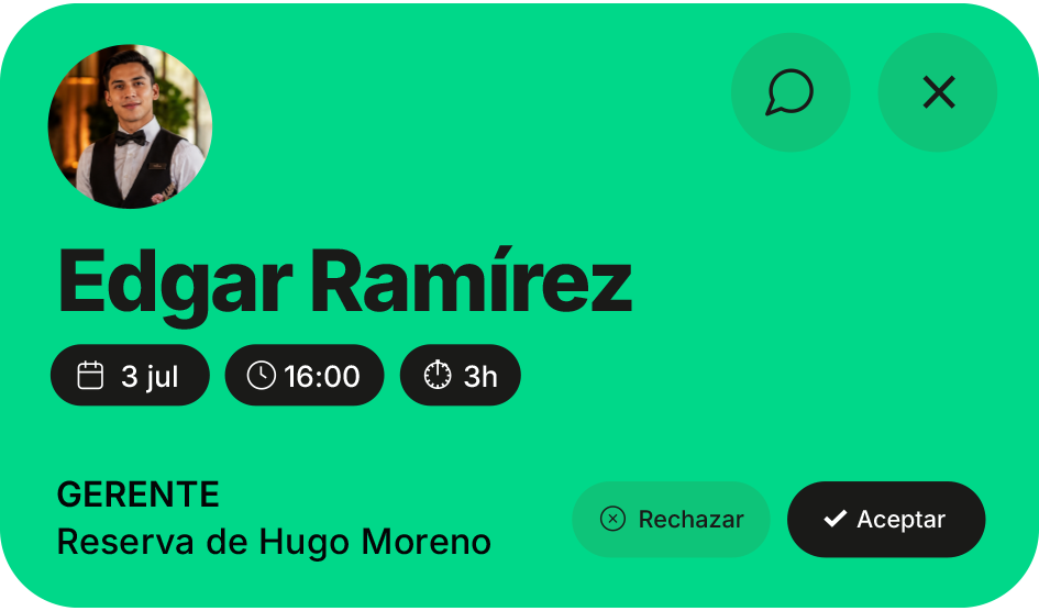 Tarjeta de reserva — Edgar Ramírez
