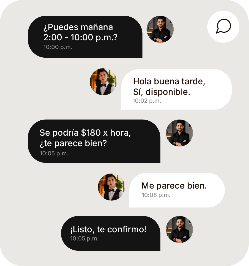 Chat — Negociación y coordinación