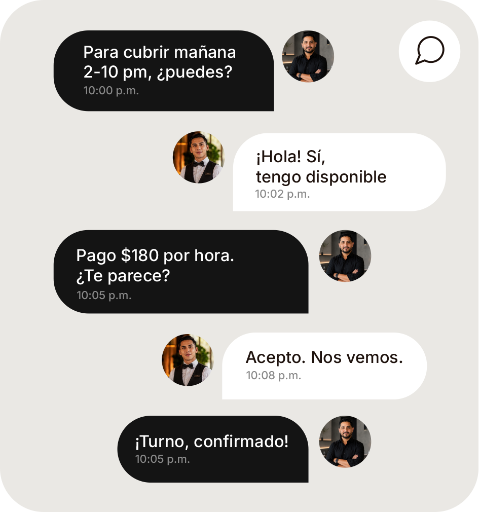 Chat — Negociación y coordinación