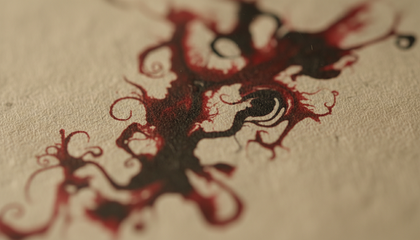 Abstract ink drops on textured paper