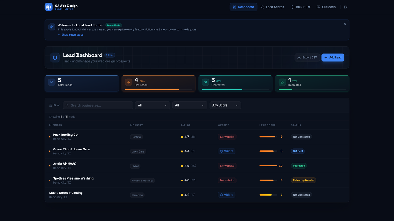 Web Lead Hunter template preview
