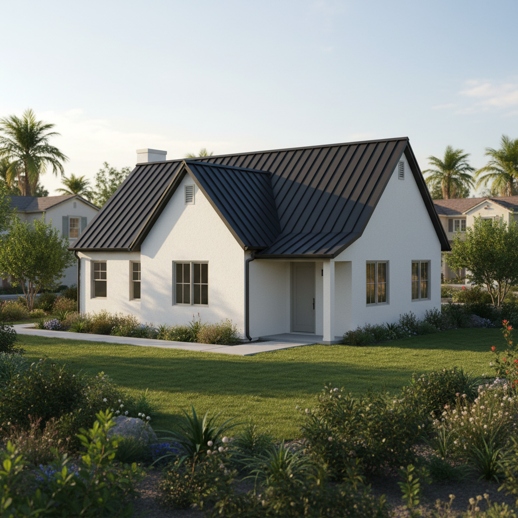 ADU - White Stucco Black Metal Roof