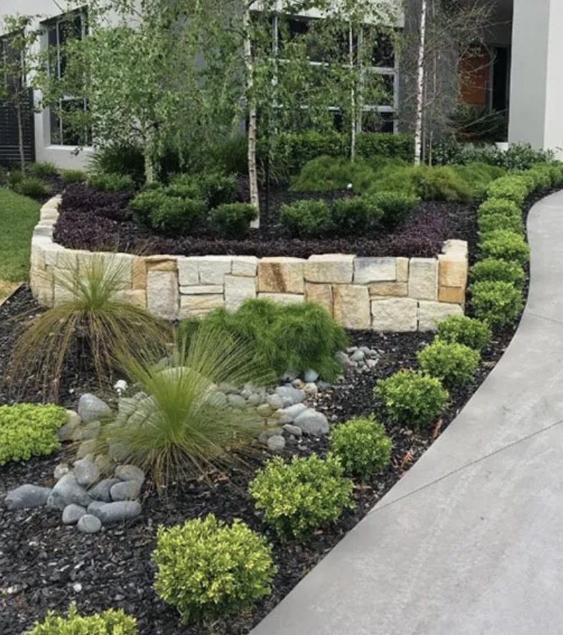 Tiered Stone Retaining Wall