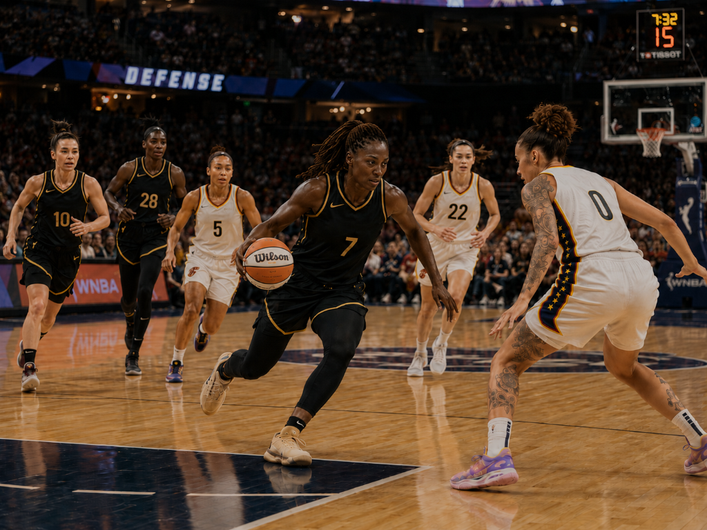 Professional female basketball athletes in action