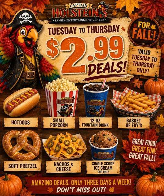 $2.99 Tuesday–Thursday Deals