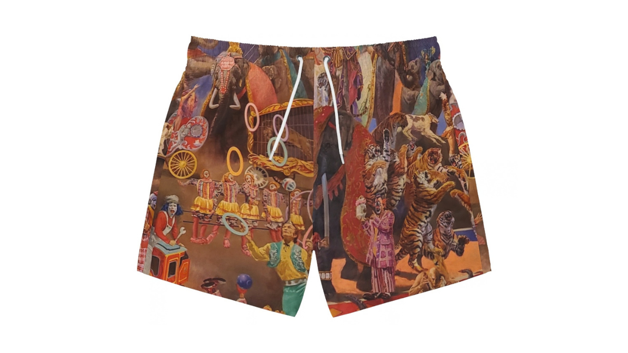 The Circus Print men's swim trunks by Trunks by PTC