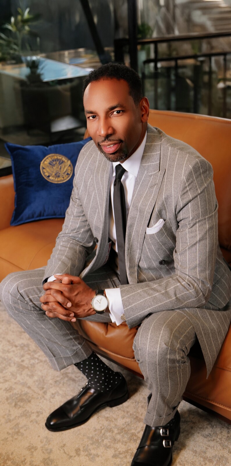 Mayor Andre Dickens seated, Creative Direction by Patrick T Cooper for SOFU Lifestyle