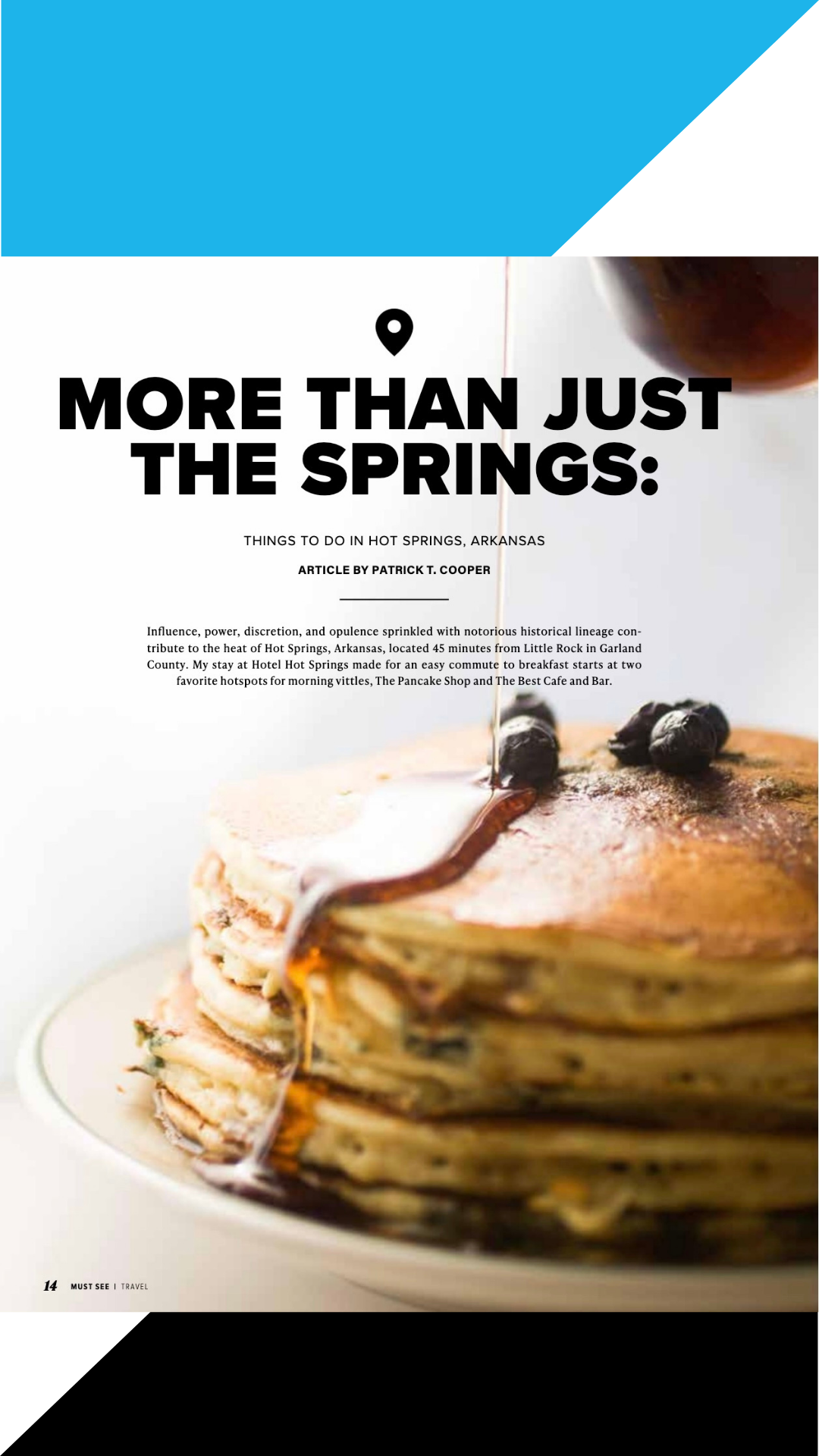 More Than Just the Springs travel article thumbnail featuring pancakes and Hot Springs, Arkansas travel guide