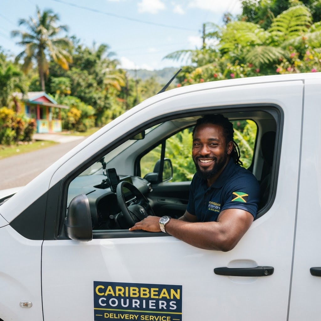 Smiling delivery driver ready to serve