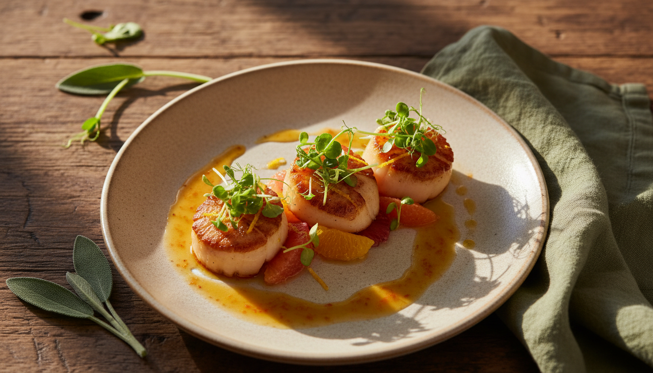 Elegantly plated fine dining dish by Chef 805 Catering