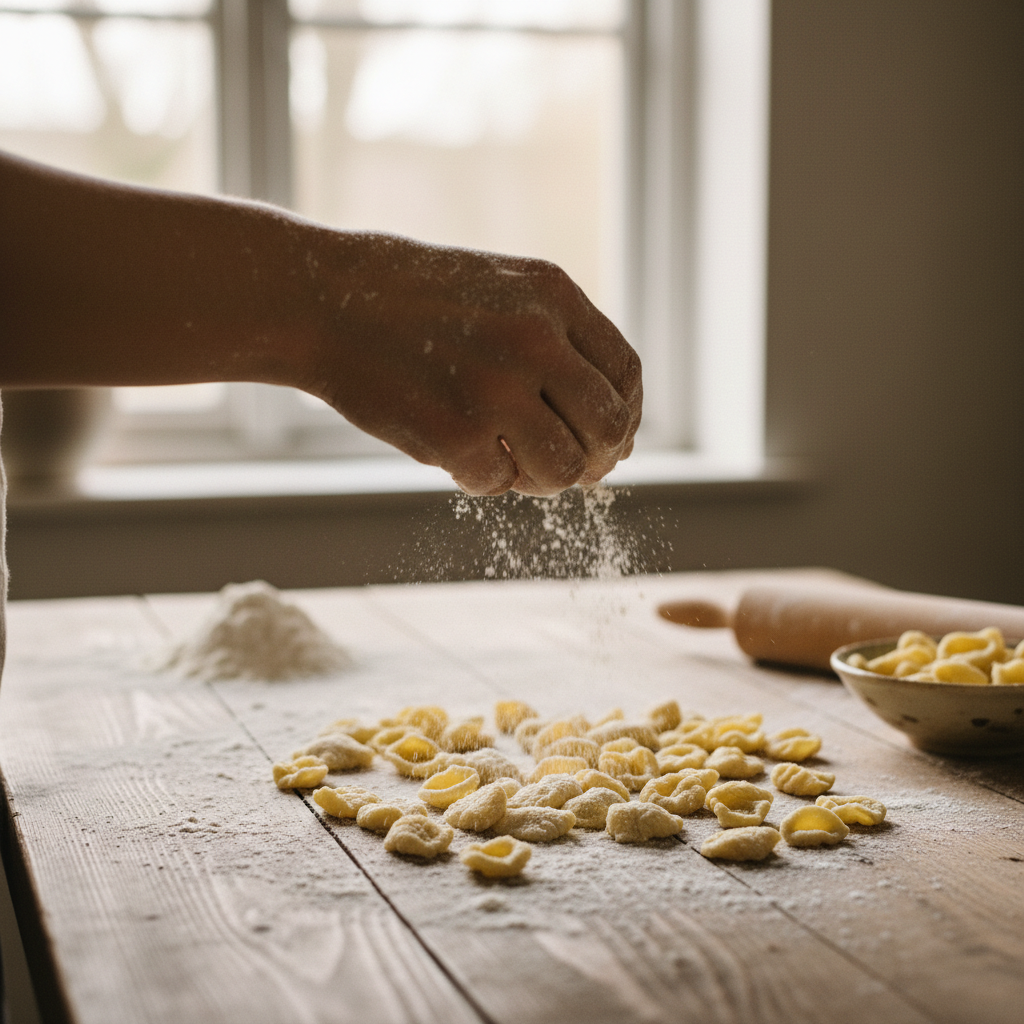 Fresh handmade pasta preparation