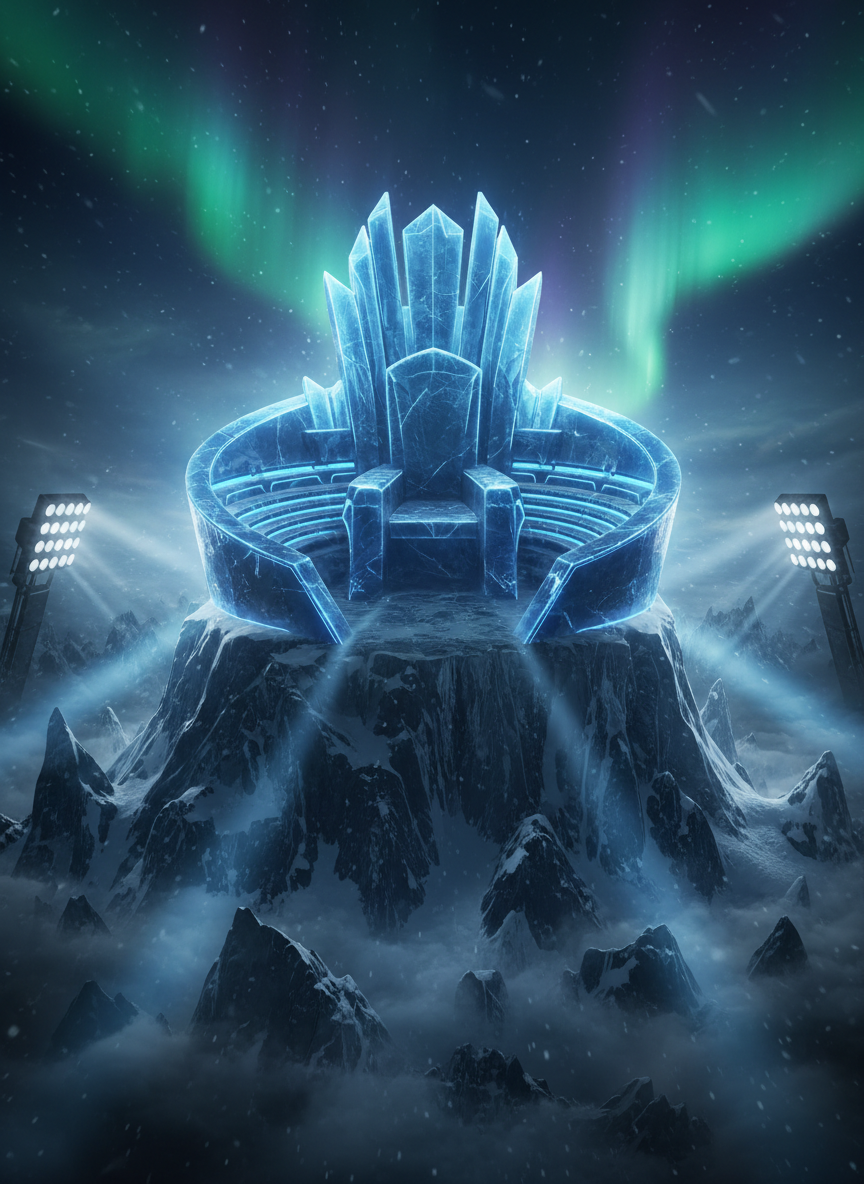 Frozen mountain throne with blue ice