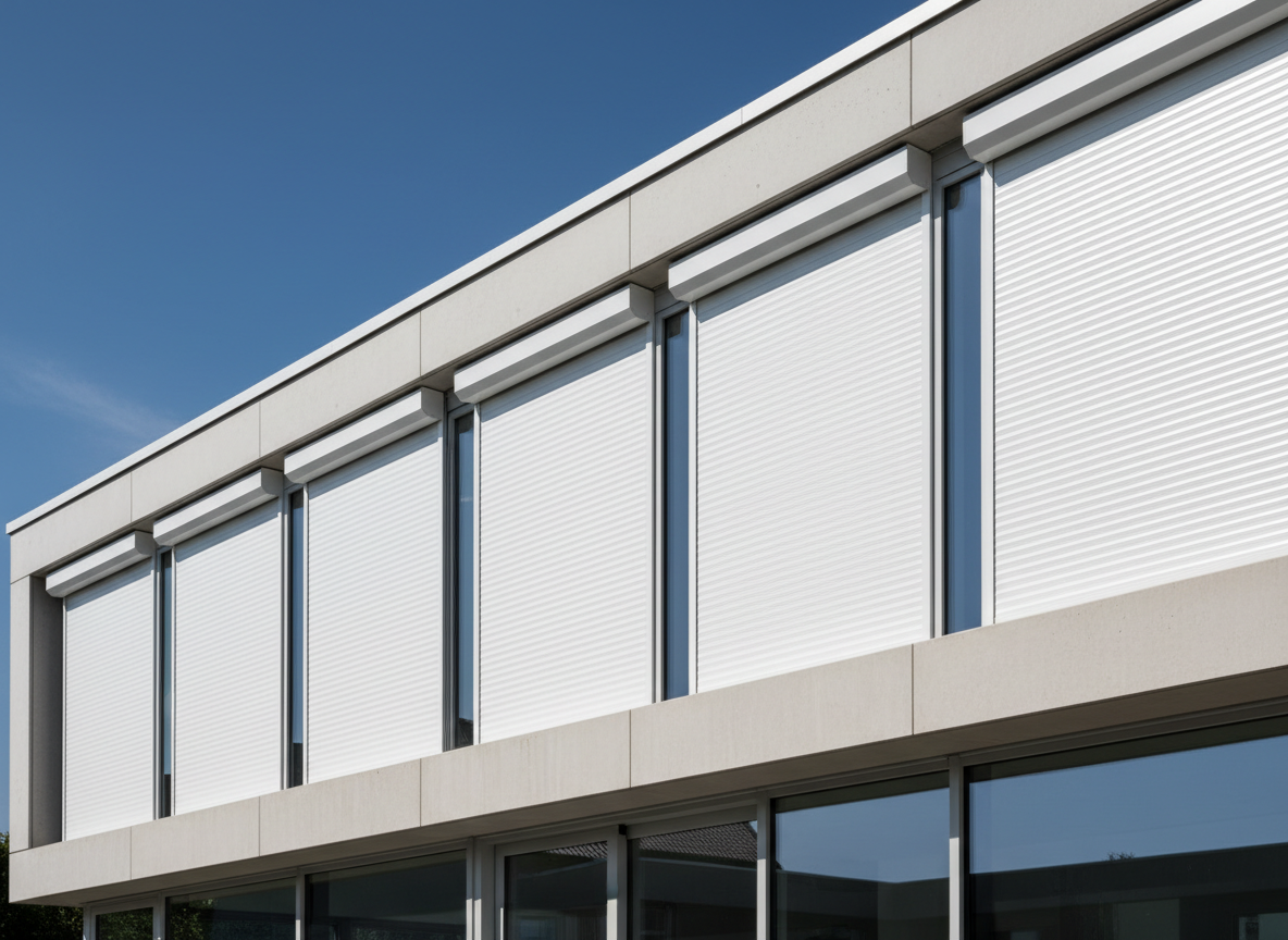 Schone witte rolluiken op een modern huis