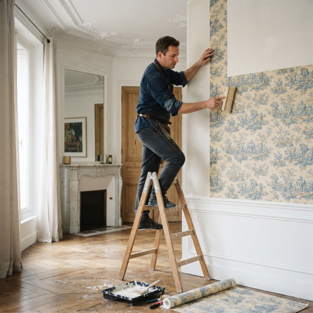 Pose de tapisserie