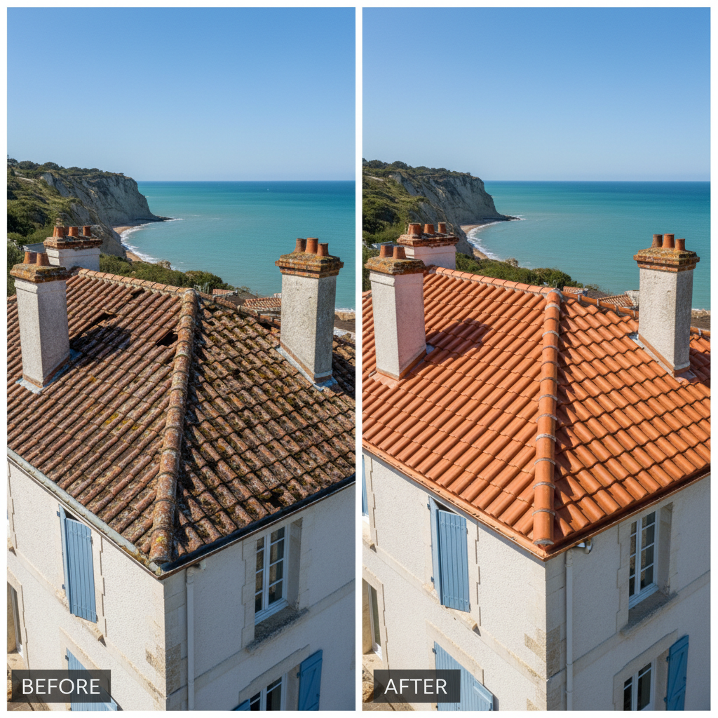 Rénovation tuiles à Saintes