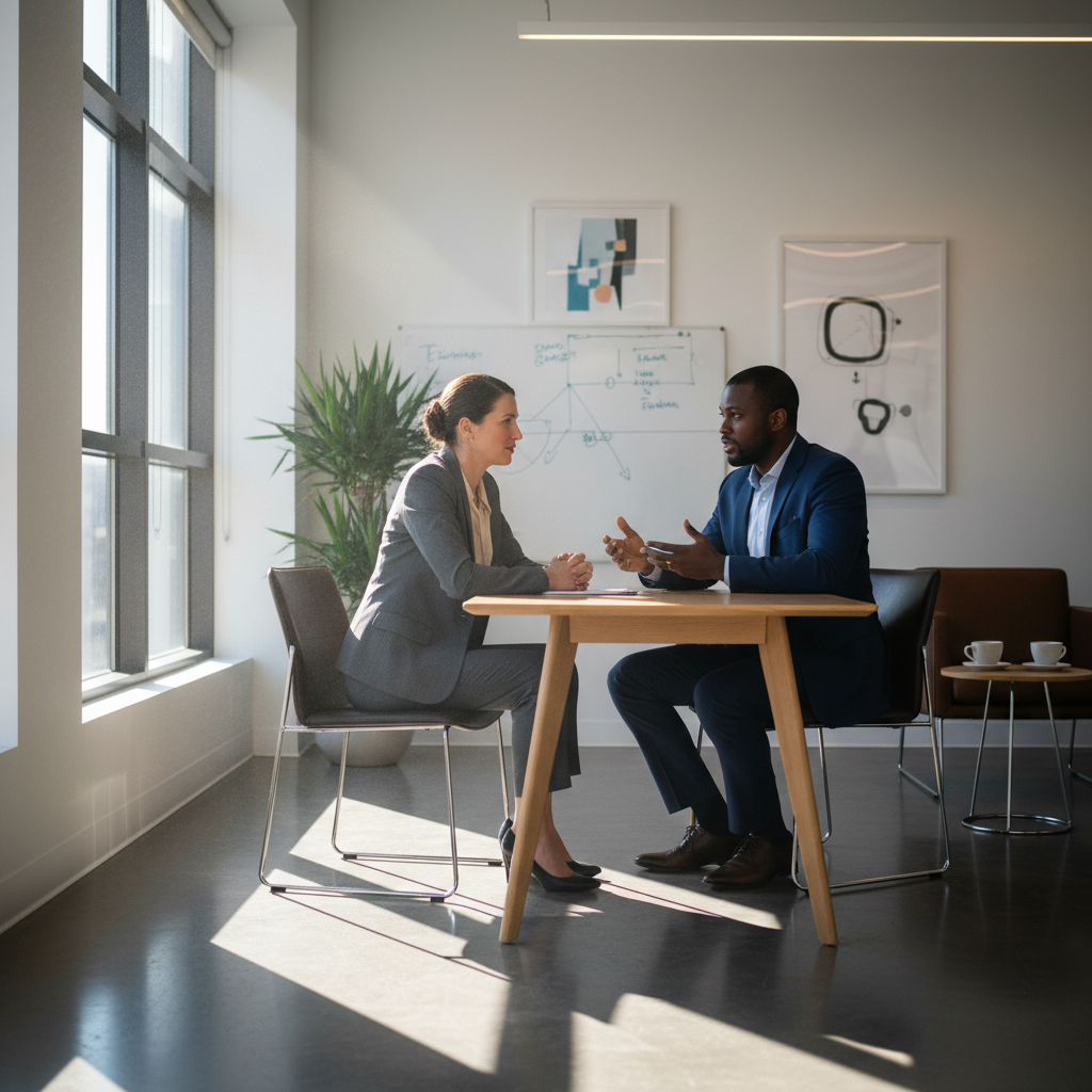 One-on-one executive coaching conversation