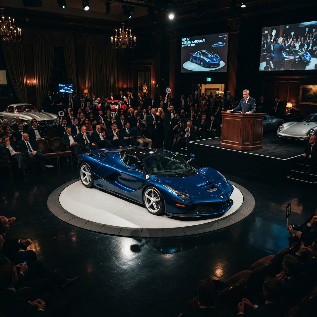 Une supercar rare mise aux enchères dans un salon de prestige