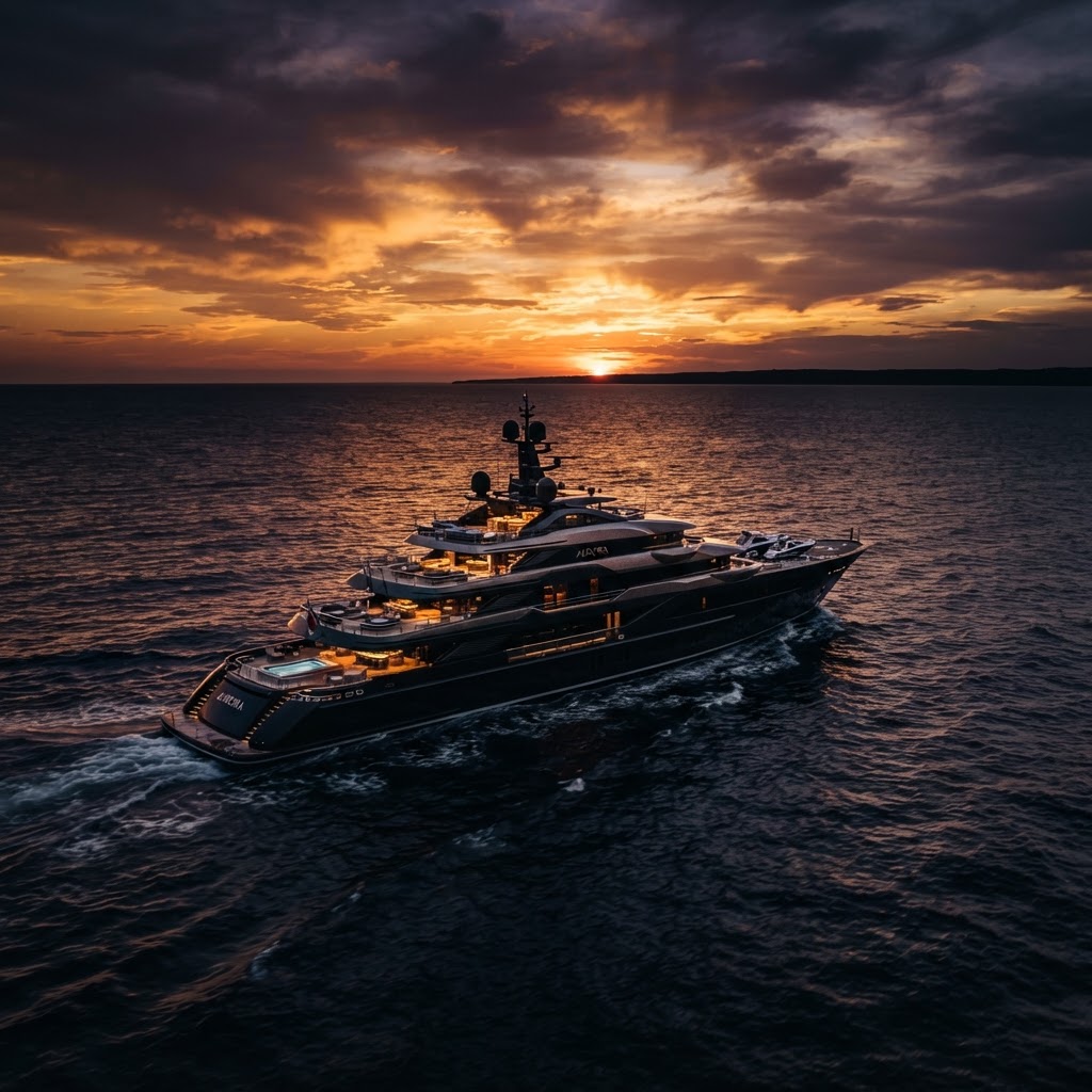 Superyacht moderne naviguant en pleine mer