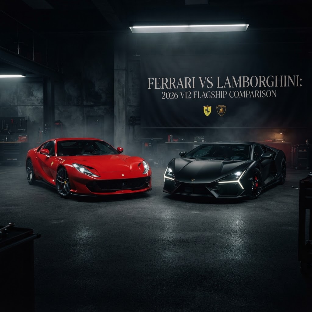 Vergleich zwischen Ferrari 12Cilindri und Lamborghini Revuelto auf der Rennstrecke