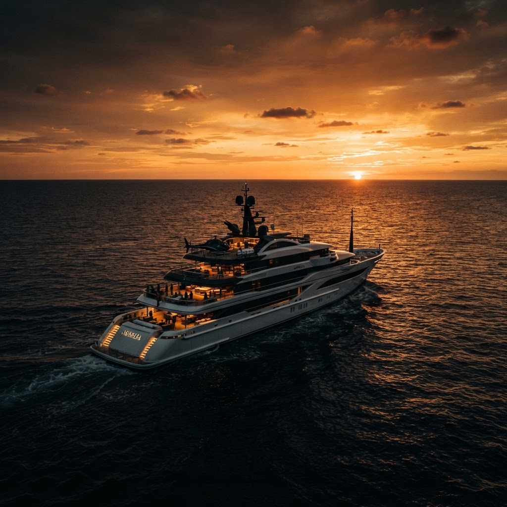 Veduta panoramica di un superyacht moderno in porto, simbolo dei costi di gestione annuali