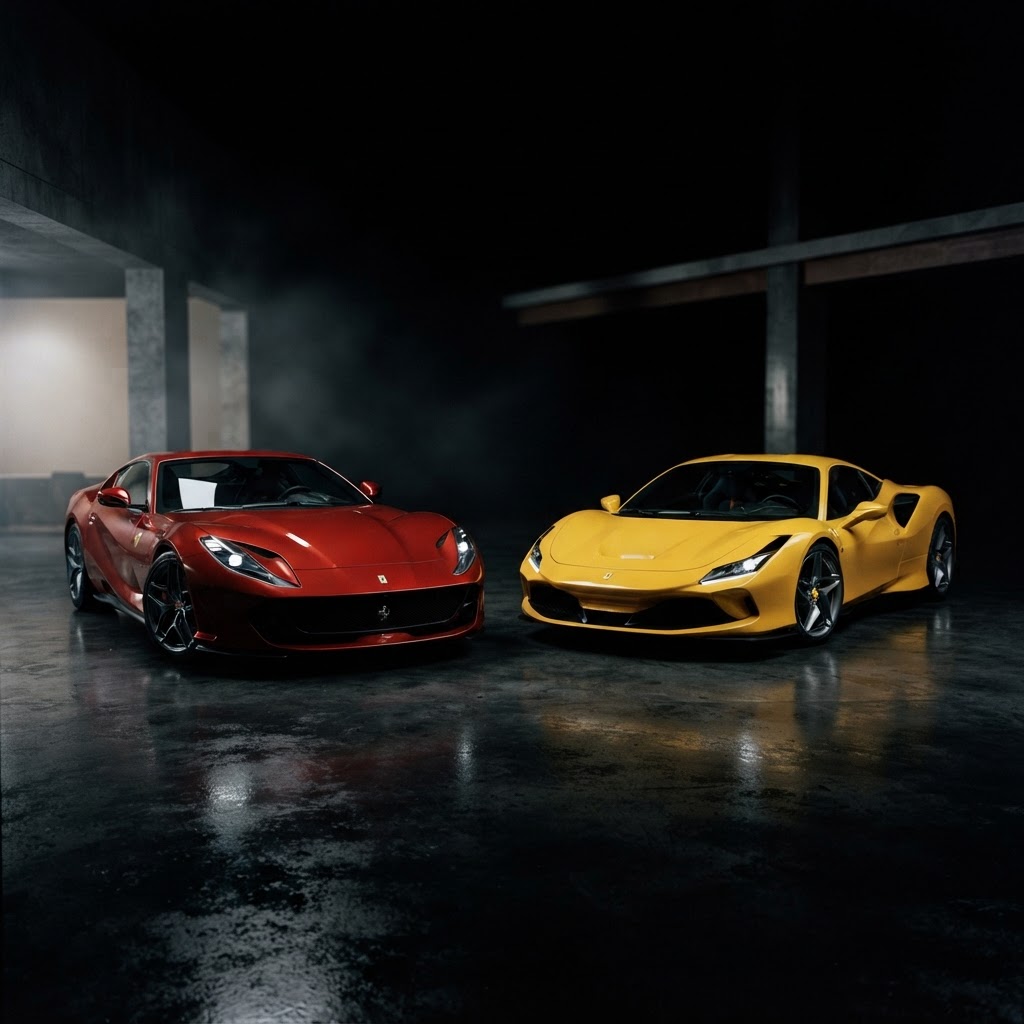 Motore Ferrari V12 in esposizione presso la fabbrica di Maranello