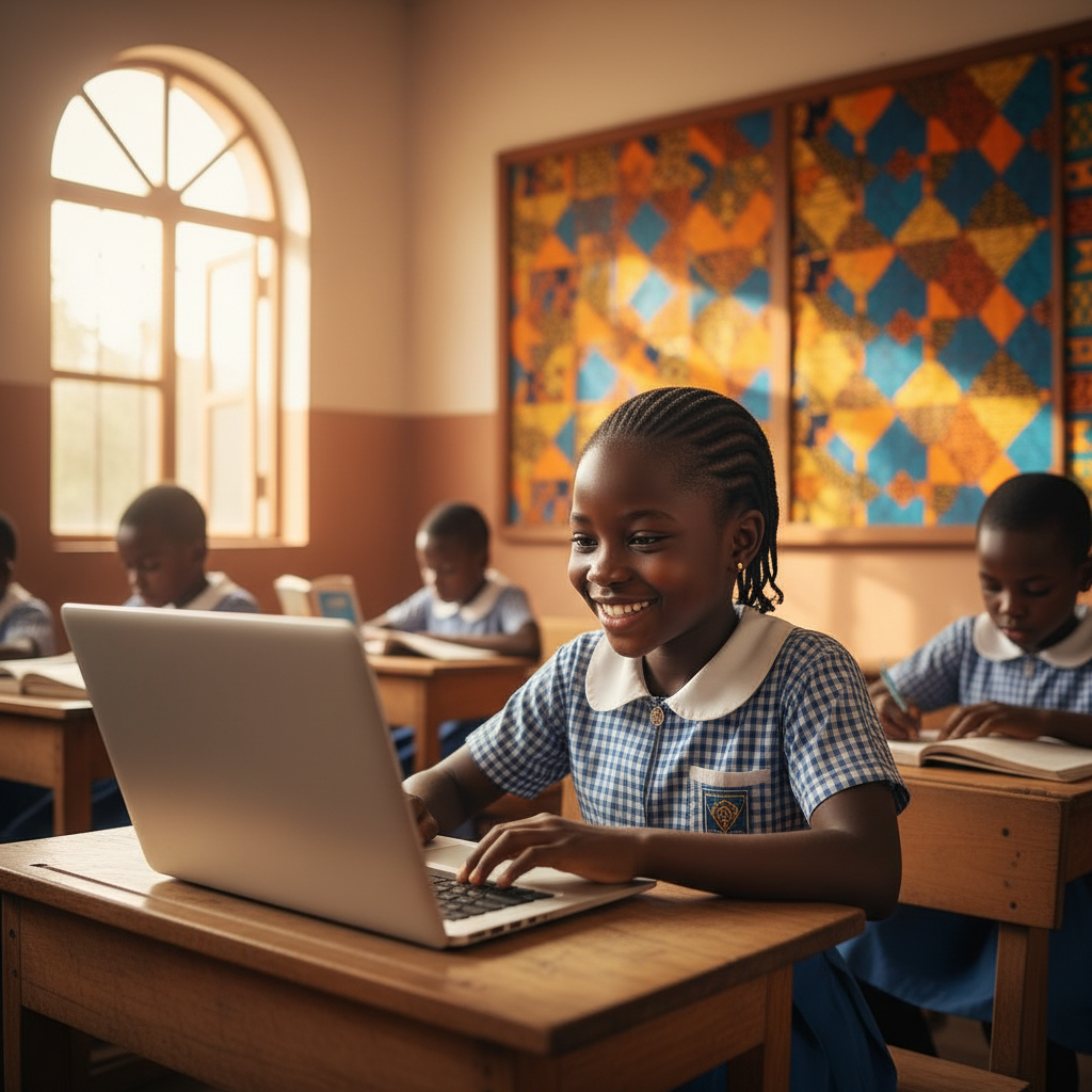 Young girl learning technology