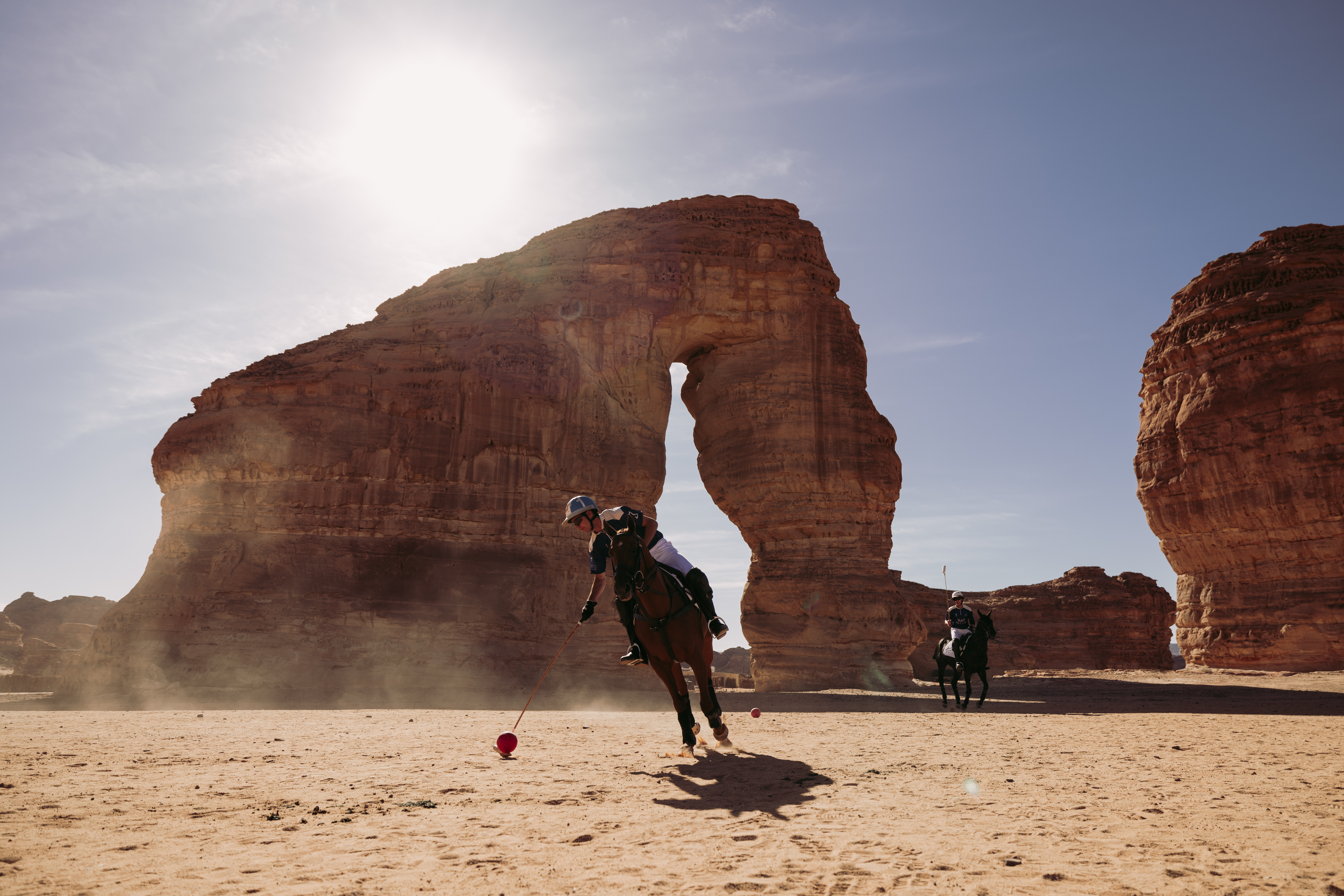 Two polo consultants overlooking the Saudi landscape