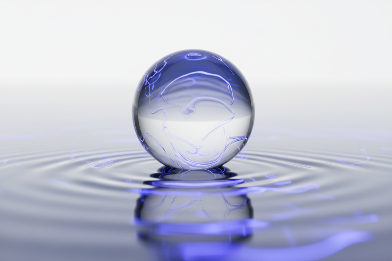 Abstract glass sphere with light refractions