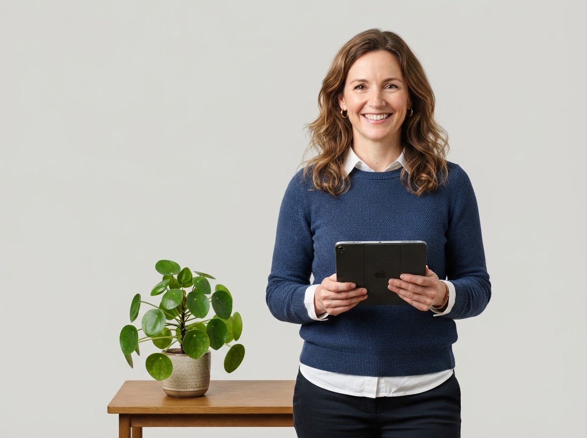 Homeowner holding a tablet