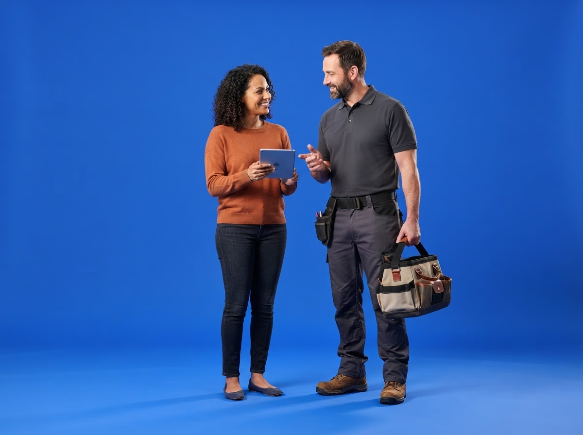 Homeowner and tradesperson