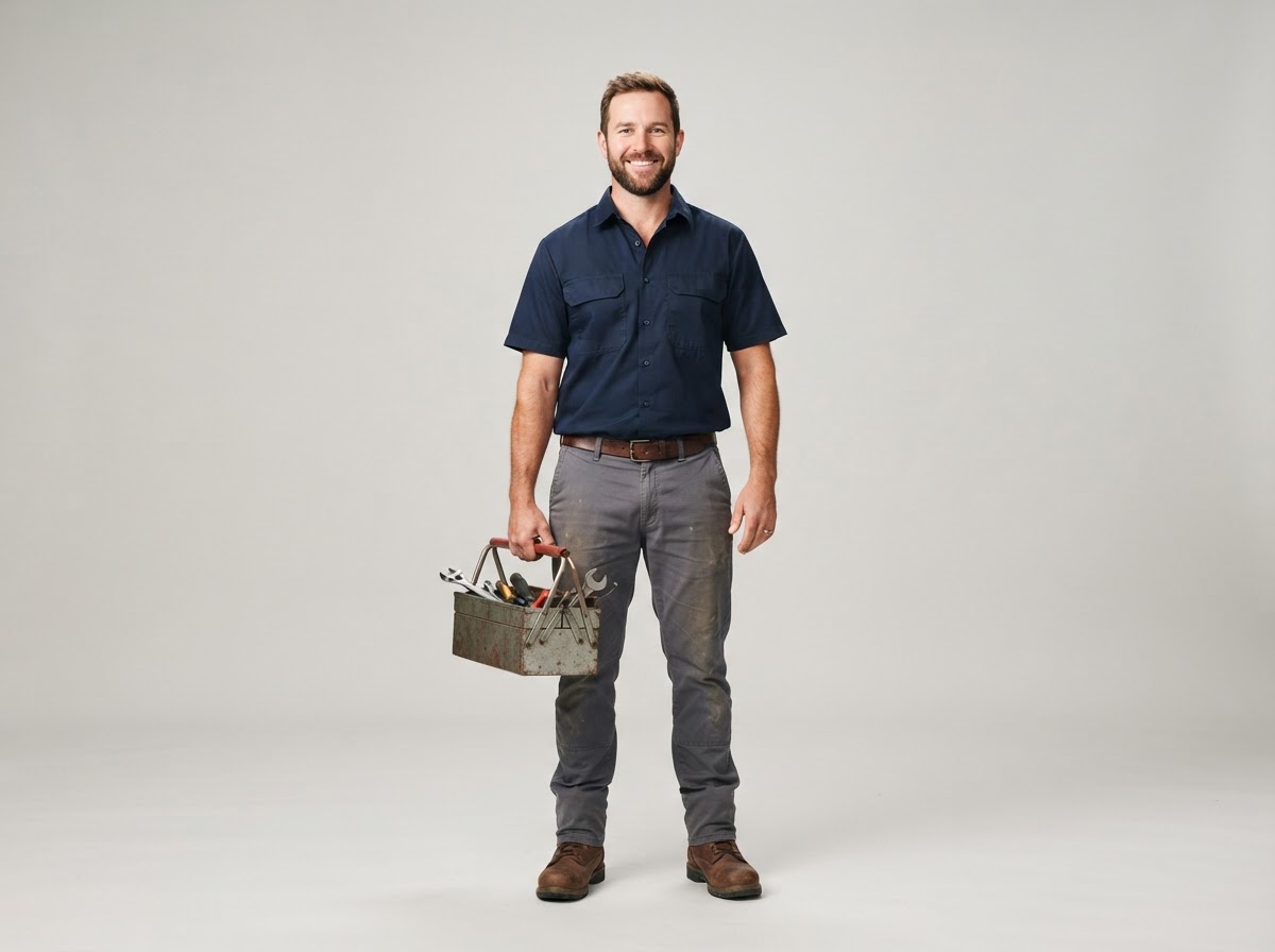 Tradesperson with toolbox