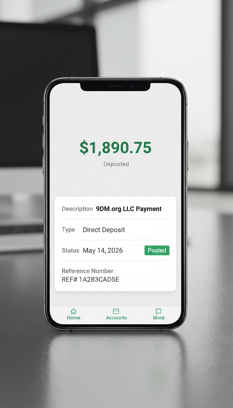 9DM.org LLC Payment deposit proof - Kevin P.