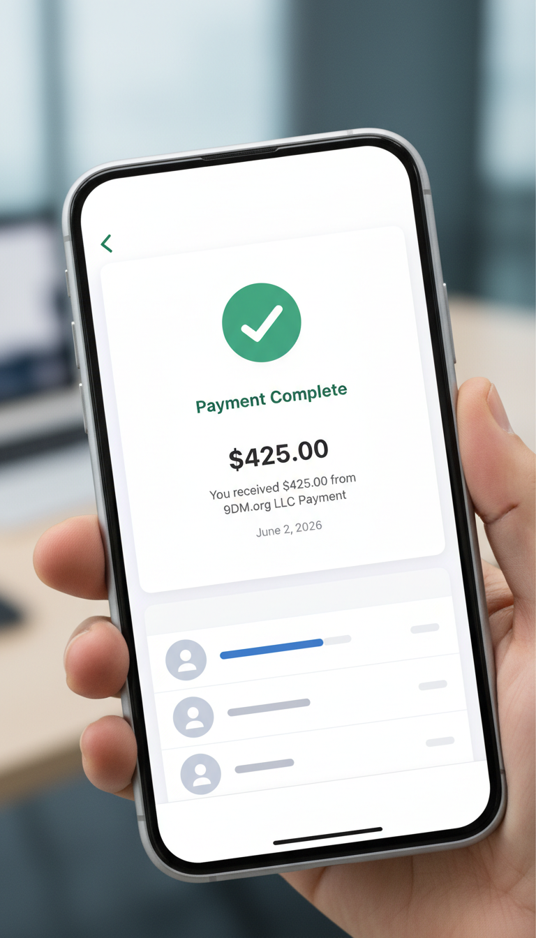 9DM.org LLC Payment deposit proof - Sarah W.
