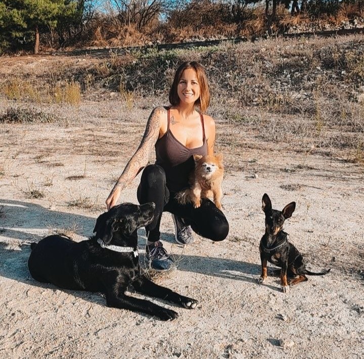 Linda with dogs