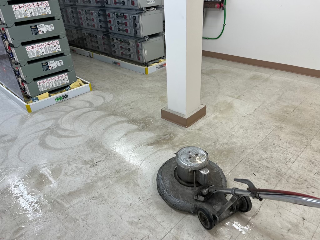 Hi-Teck floor buffer scrubbing and polishing commercial tile flooring