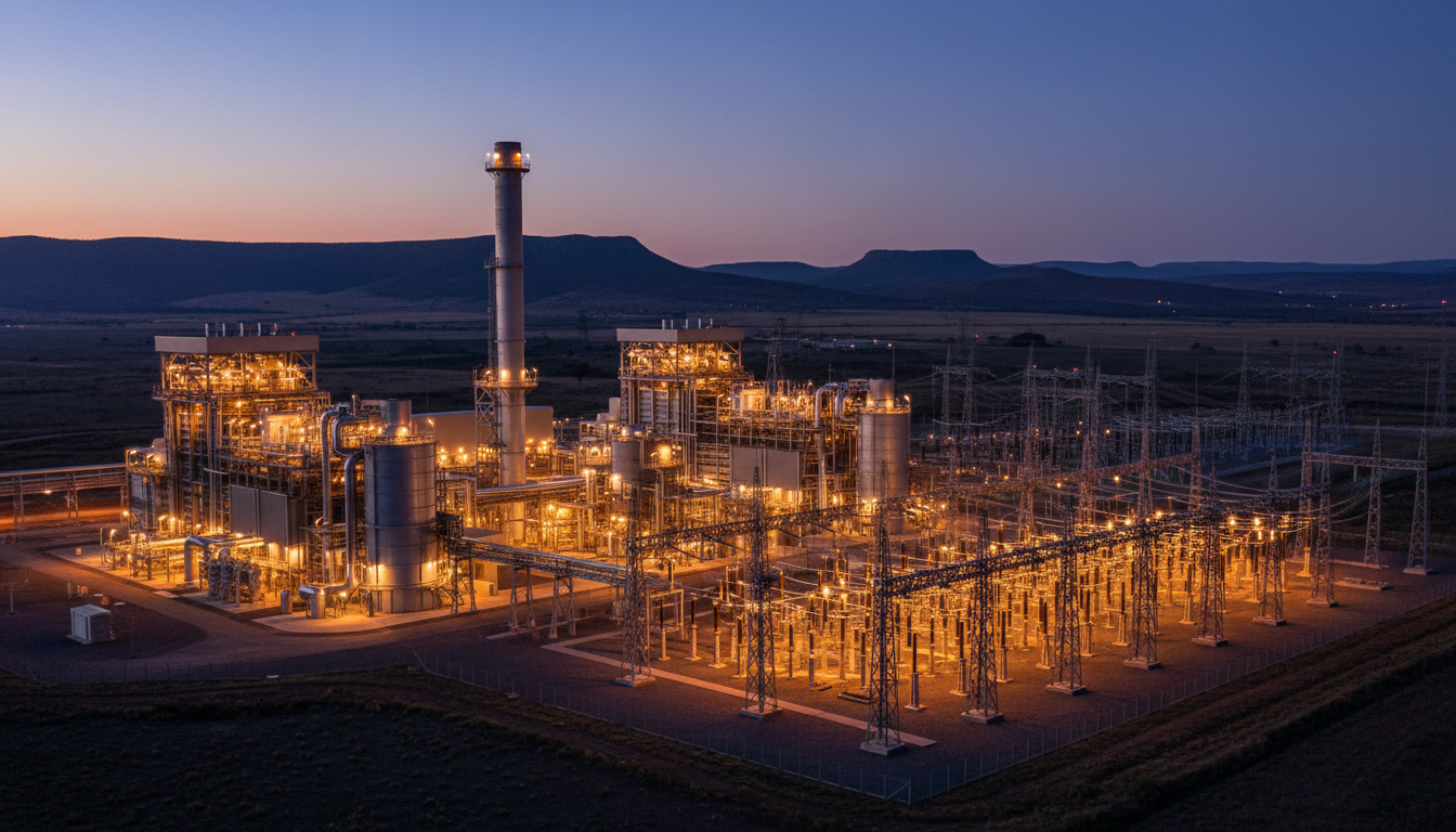Industrial power plant at dusk