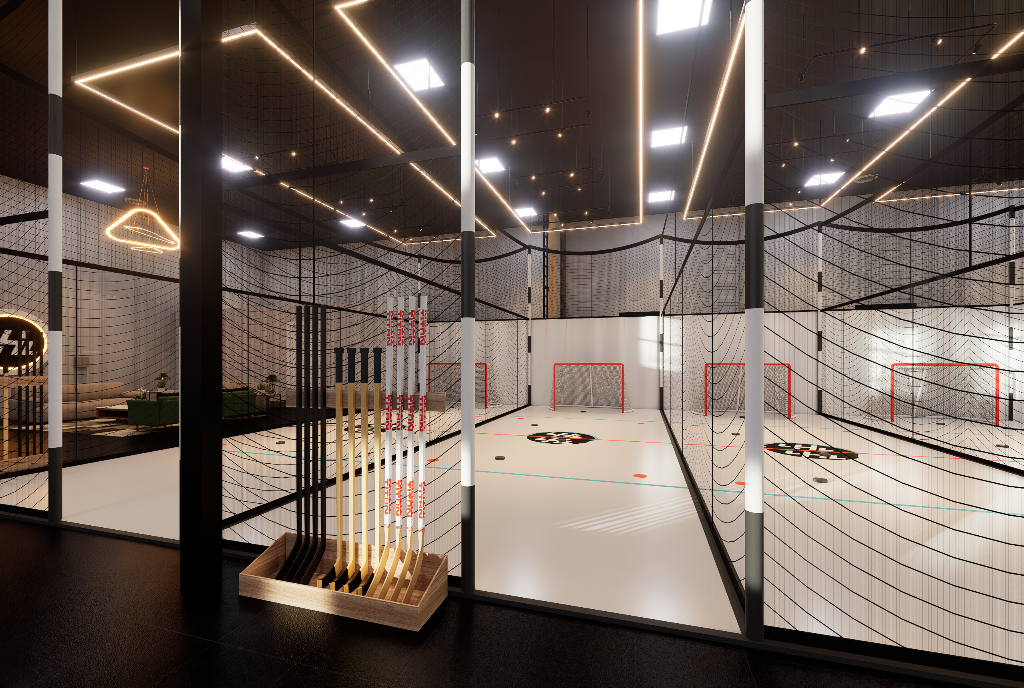 Shooting bays with synthetic ice