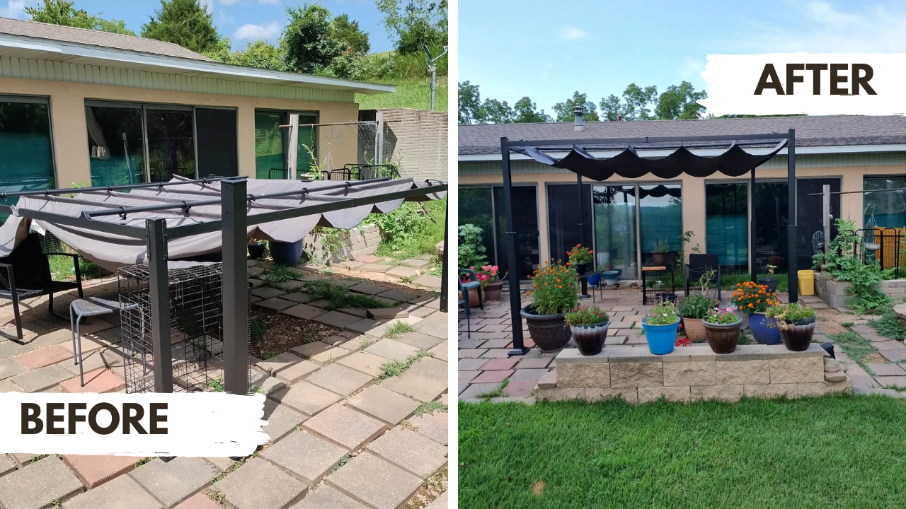 Metal-Frame Pergola — Before & After
