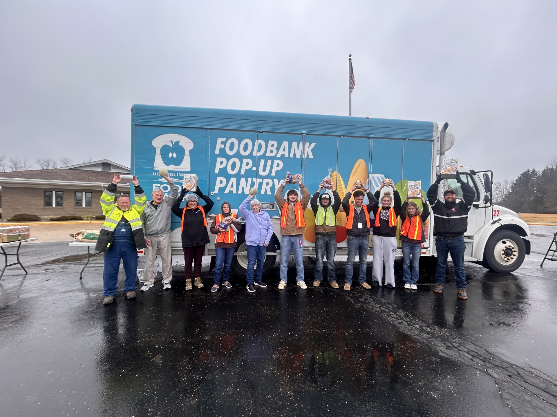 Foodbank Pop-Up Pantry volunteer team with food donations