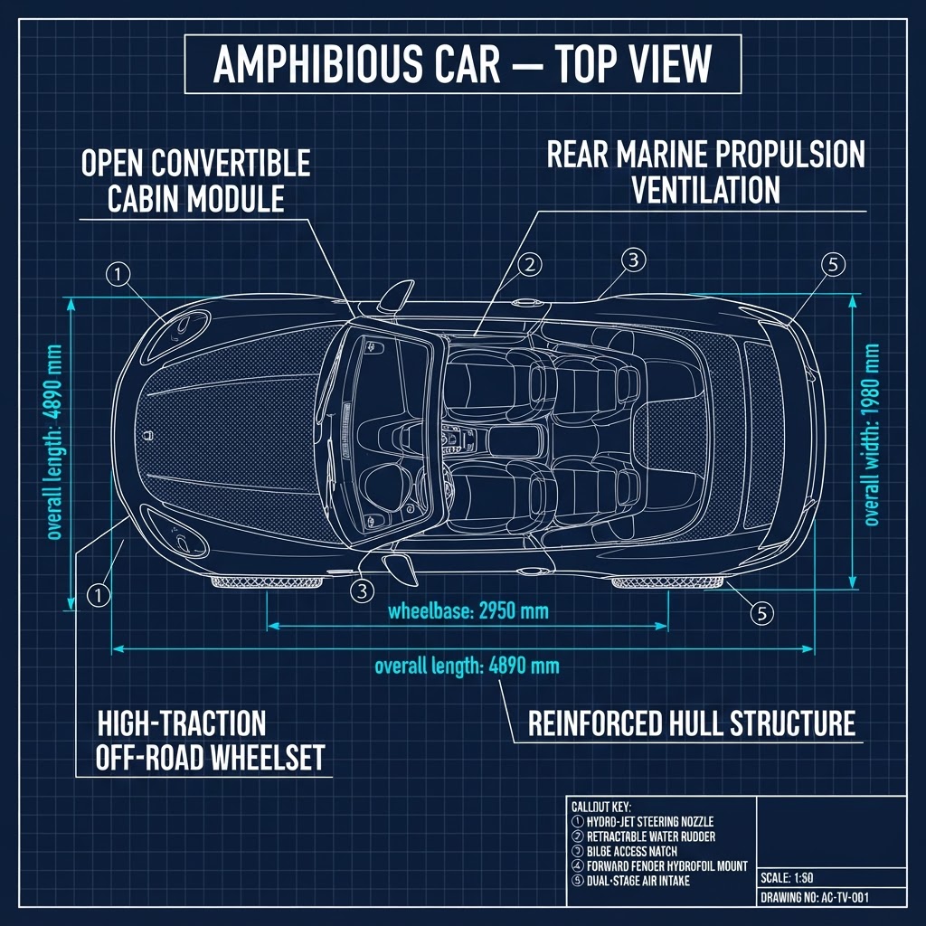 Amphibious Car — Top View