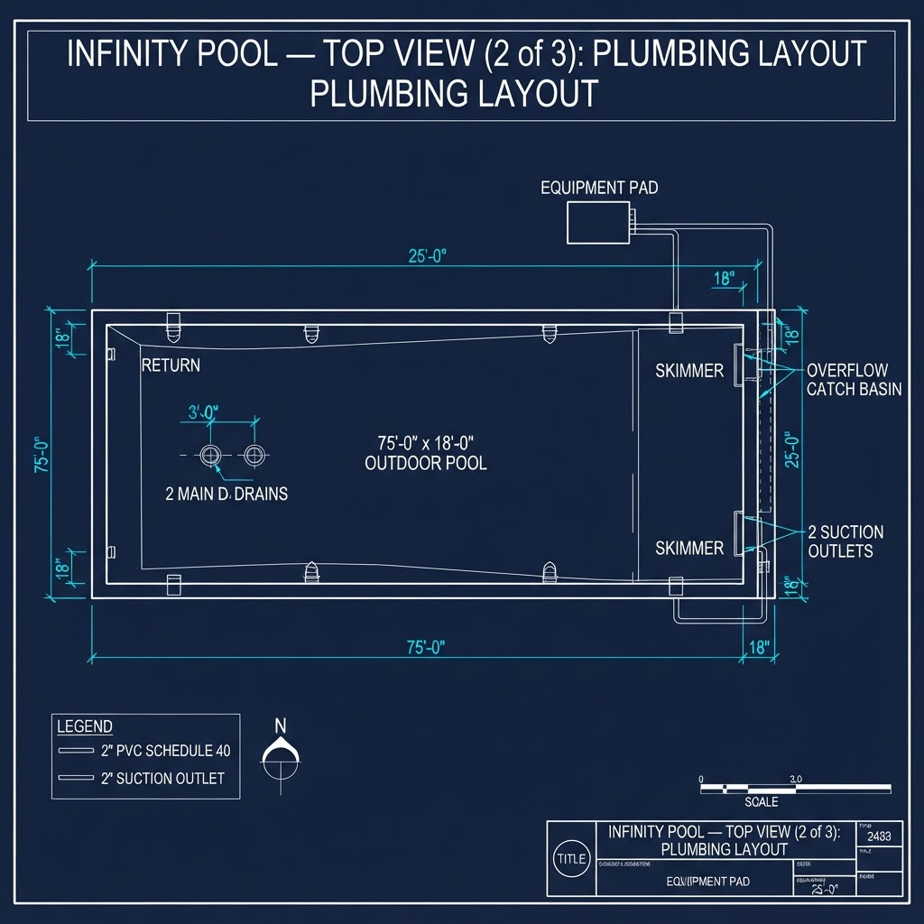 Infinity Pool — Top View (2 of 3) — Plumbing Layout