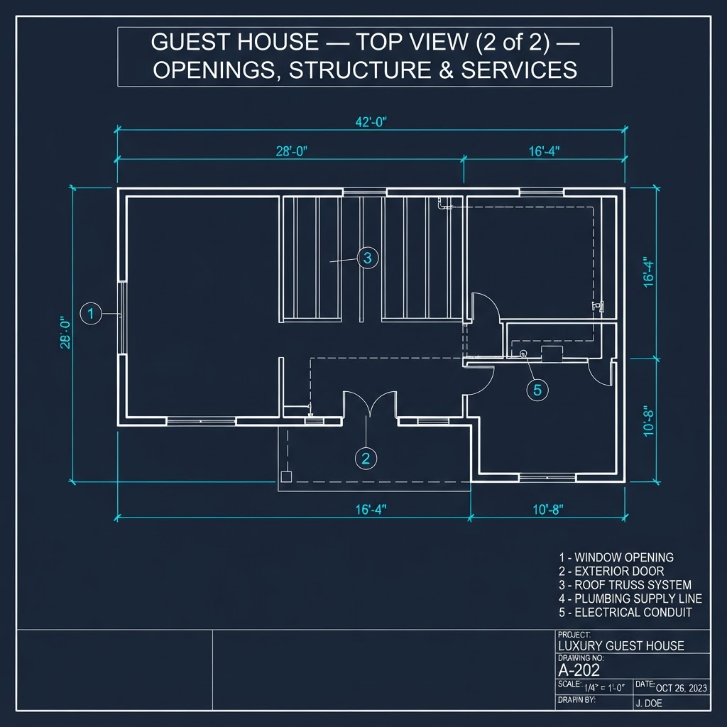 Guest House — Top View (2 of 2) — Openings, Structure & Services