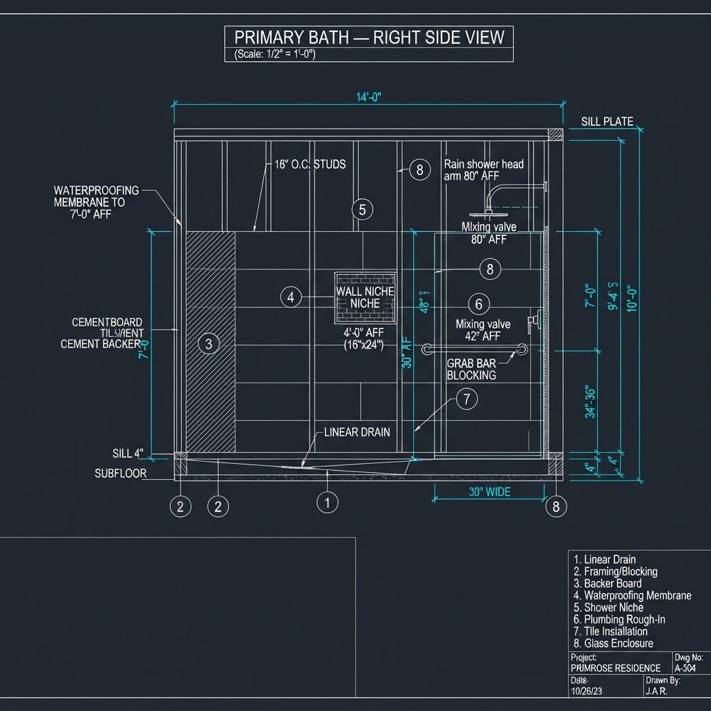 Primary Bath — Right Side View