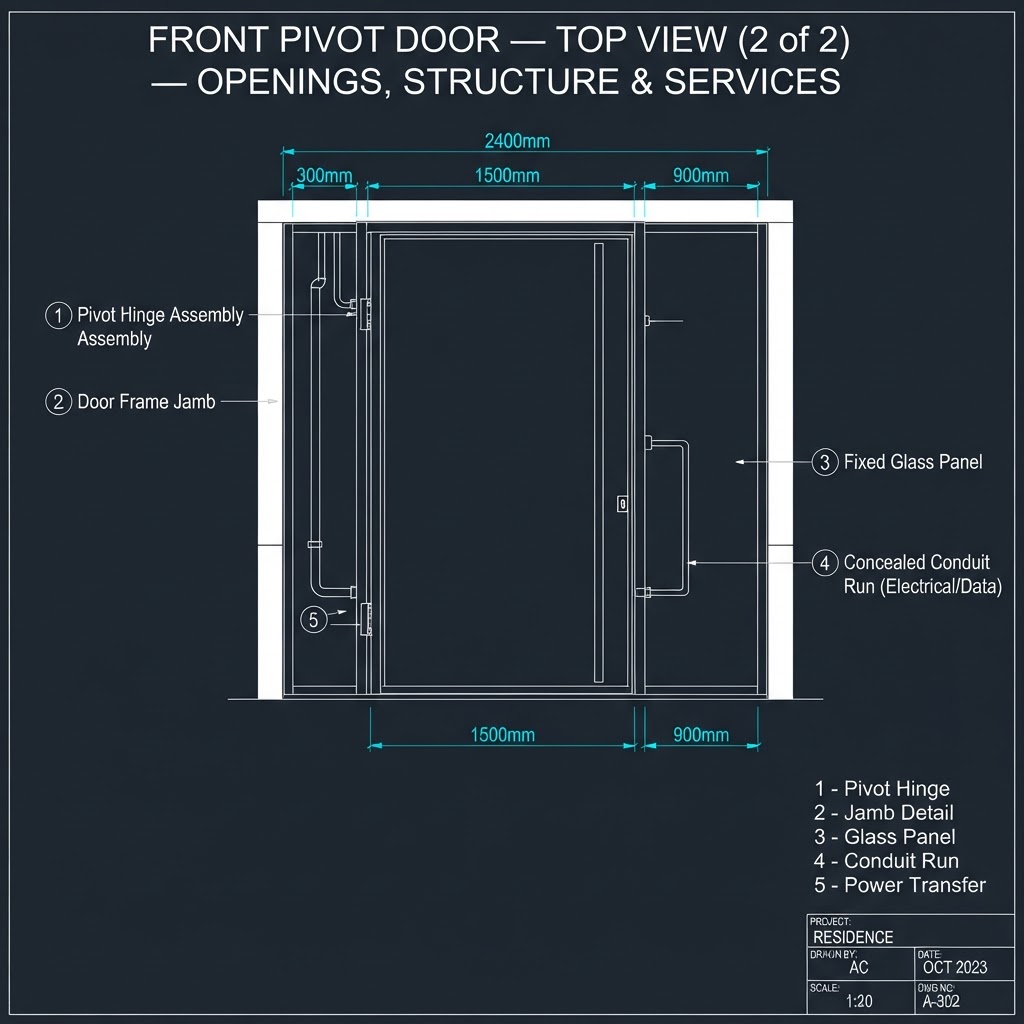 Front Pivot Door — Top View (2 of 2) — Openings, Structure & Services
